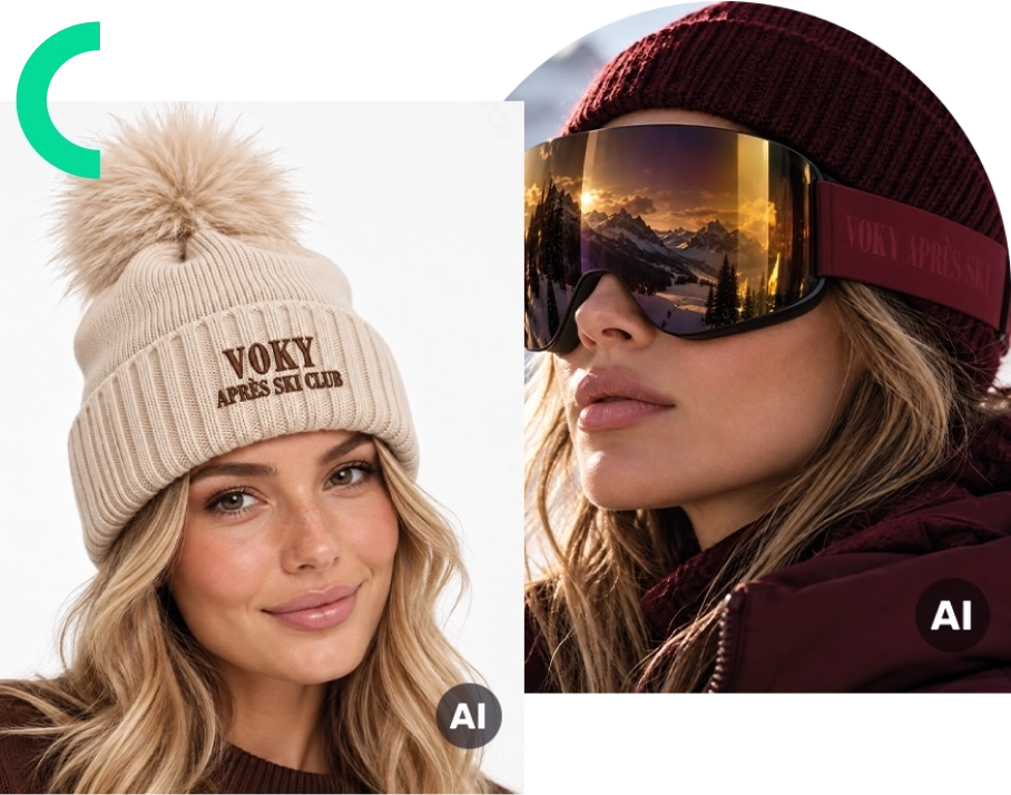 Voky Apr&egrave;s Ski Club-m&ouml;ssa och matchande skidglas&ouml;gon.